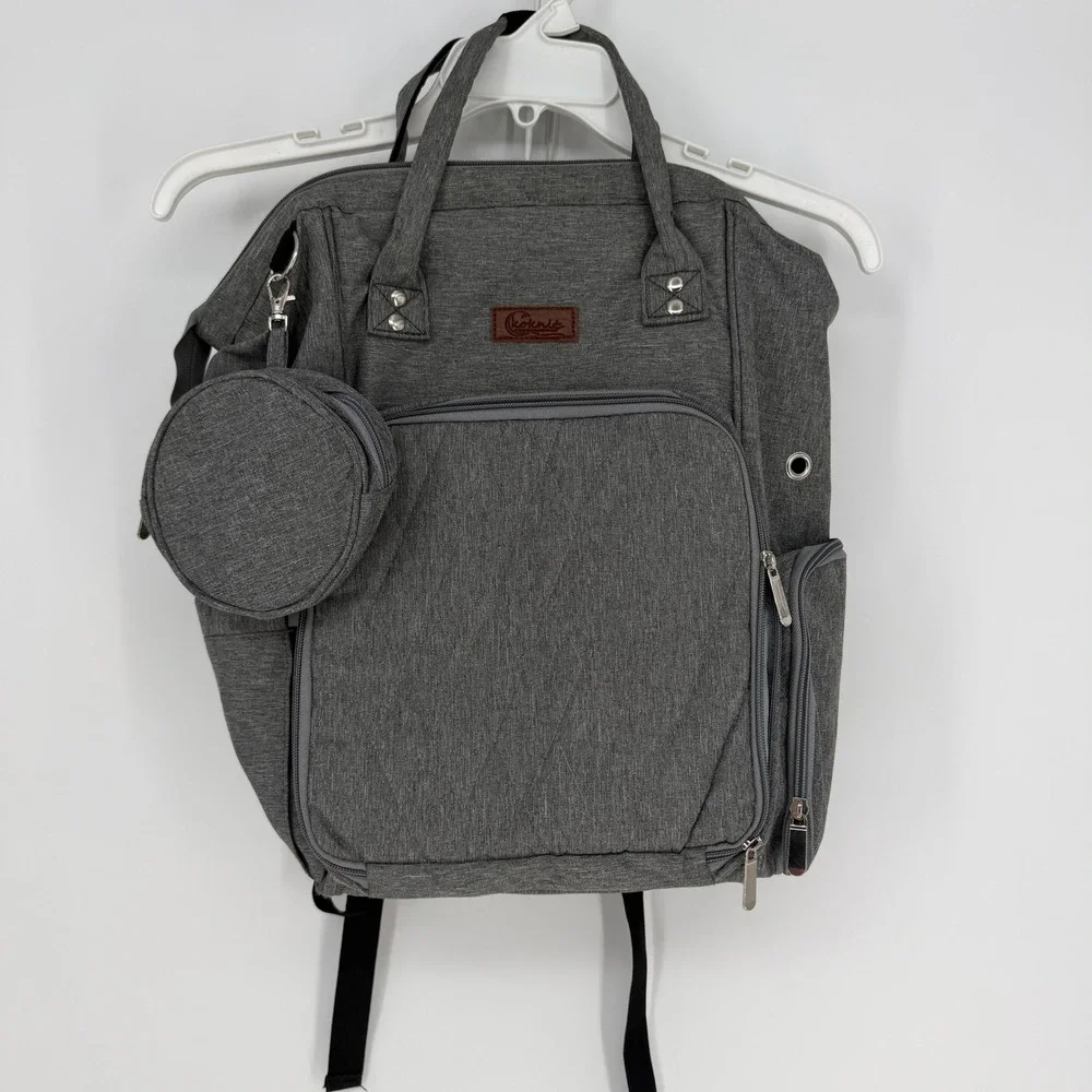 Koknit Knitting Backpack Diaper Bag Large Gray Yarn Organizer Craft Project Baby